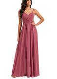 Gwen A-line V-Neck Floor-Length Chiffon Bridesmaid Dress With Ruffle UKP0020223