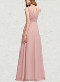 Madalyn A-line V-Neck Chiffon Bridesmaid Dress With Pleated UKP0020229