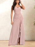 Dahlia Trumpet/Mermaid Square Floor-Length Chiffon Bridesmaid Dress With Ruffle UKP0020230