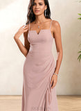 Dahlia Trumpet/Mermaid Square Floor-Length Chiffon Bridesmaid Dress With Ruffle UKP0020230