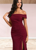 Lilith Trumpet/Mermaid Off the Shoulder Floor-Length Stretch Crepe Bridesmaid Dress With Ruffle UKP0020231