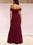 Lilith Trumpet/Mermaid Off the Shoulder Floor-Length Stretch Crepe Bridesmaid Dress With Ruffle UKP0020231