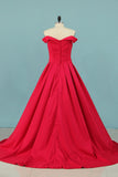 A Line New Arrival Off The Shoulder Elastic Satin Evening Dresses Zipper Back