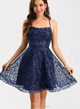 Salome A-line Scoop Short/Mini Lace Homecoming Dress With Sequins UKP0020461