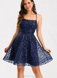 Salome A-line Scoop Short/Mini Lace Homecoming Dress With Sequins UKP0020461