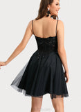 Mary A-line V-Neck Short/Mini Tulle Homecoming Dress With Sequins UKP0020462