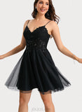 Mary A-line V-Neck Short/Mini Tulle Homecoming Dress With Sequins UKP0020462