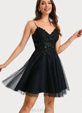 Mary A-line V-Neck Short/Mini Tulle Homecoming Dress With Sequins UKP0020462