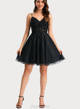 Mary A-line V-Neck Short/Mini Tulle Homecoming Dress With Sequins UKP0020462