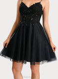 Mary A-line V-Neck Short/Mini Tulle Homecoming Dress With Sequins UKP0020462