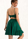 Camryn A-line V-Neck Short/Mini Silky Satin Homecoming Dress UKP0020463