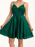 Camryn A-line V-Neck Short/Mini Silky Satin Homecoming Dress UKP0020463