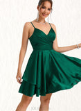 Camryn A-line V-Neck Short/Mini Silky Satin Homecoming Dress UKP0020463