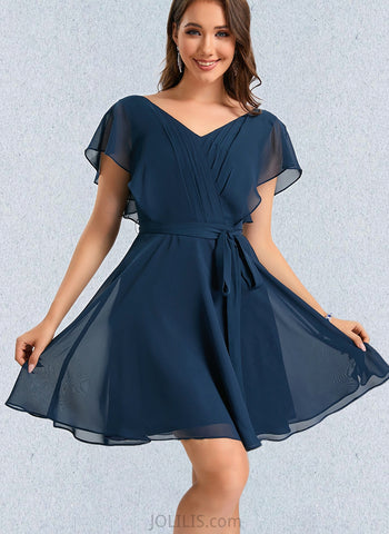 Pru A-line V-Neck Short/Mini Chiffon Homecoming Dress UKP0020464