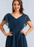 Pru A-line V-Neck Short/Mini Chiffon Homecoming Dress UKP0020464