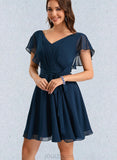 Pru A-line V-Neck Short/Mini Chiffon Homecoming Dress UKP0020464