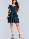 Pru A-line V-Neck Short/Mini Chiffon Homecoming Dress UKP0020464