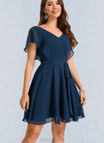 Pru A-line V-Neck Short/Mini Chiffon Homecoming Dress UKP0020464