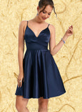 Amaya A-line V-Neck Short/Mini Satin Homecoming Dress UKP0020466