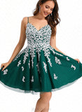 Leila A-line V-Neck Short/Mini Lace Tulle Homecoming Dress UKP0020468