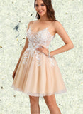 Alaina A-line V-Neck Short/Mini Lace Tulle Homecoming Dress UKP0020469