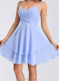 Elvira A-line V-Neck Short/Mini Chiffon Homecoming Dress UKP0020470