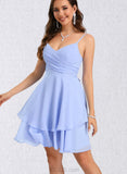 Elvira A-line V-Neck Short/Mini Chiffon Homecoming Dress UKP0020470