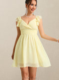 Angela A-line V-Neck Short/Mini Chiffon Homecoming Dress With Ruffle UKP0020474