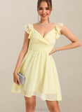 Angela A-line V-Neck Short/Mini Chiffon Homecoming Dress With Ruffle UKP0020474