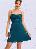 Amya A-line Cowl Short/Mini Silky Satin Homecoming Dress UKP0020477