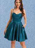 Gretchen A-line Sweetheart Short/Mini Satin Homecoming Dress UKP0020478