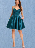 Gretchen A-line Sweetheart Short/Mini Satin Homecoming Dress UKP0020478