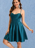 Gretchen A-line Sweetheart Short/Mini Satin Homecoming Dress UKP0020478