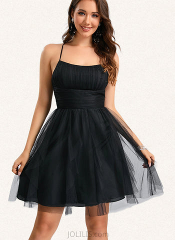 Jessica A-line Scoop Short/Mini Tulle Homecoming Dress With Cascading Ruffles UKP0020479