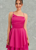 Kirsten A-line Asymmetrical Short/Mini Silky Satin Homecoming Dress UKP0020481