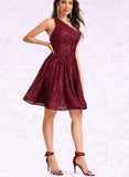 Zariah A-line One Shoulder Short/Mini Sequin Homecoming Dress With Sequins UKP0020485