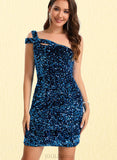 Hayley Sheath/Column One Shoulder Short/Mini Sequin Homecoming Dress With Sequins UKP0020487