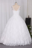 New Wedding Dress Ball Gown Spaghetti Straps Floor-Length Lace Zipper Back