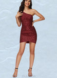 Charity Bodycon One Shoulder Short/Mini Sequin Homecoming Dress With Sequins UKP0020490