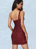 Charity Bodycon One Shoulder Short/Mini Sequin Homecoming Dress With Sequins UKP0020490