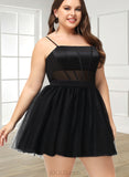 Marlie A-line Square Short/Mini Satin Tulle Homecoming Dress UKP0020491