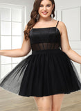 Marlie A-line Square Short/Mini Satin Tulle Homecoming Dress UKP0020491