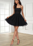 Marlie A-line Square Short/Mini Satin Tulle Homecoming Dress UKP0020491