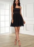 Marlie A-line Square Short/Mini Satin Tulle Homecoming Dress UKP0020491