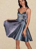 Victoria A-line V-Neck Short/Mini Satin Homecoming Dress UKP0020492