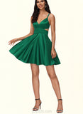 Silvia A-line V-Neck Short/Mini Satin Homecoming Dress UKP0020493