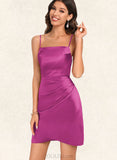 Violet Bodycon Square Short/Mini Satin Homecoming Dress UKP0020495