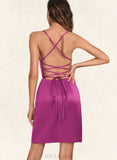 Violet Bodycon Square Short/Mini Satin Homecoming Dress UKP0020495