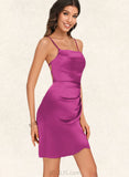 Violet Bodycon Square Short/Mini Satin Homecoming Dress UKP0020495