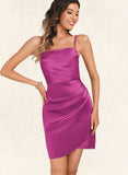 Violet Bodycon Square Short/Mini Satin Homecoming Dress UKP0020495